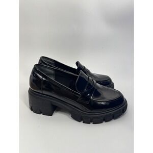 Jules LOAFERS Black Patent Chunky Lug Sole Women's Size 7.5 M